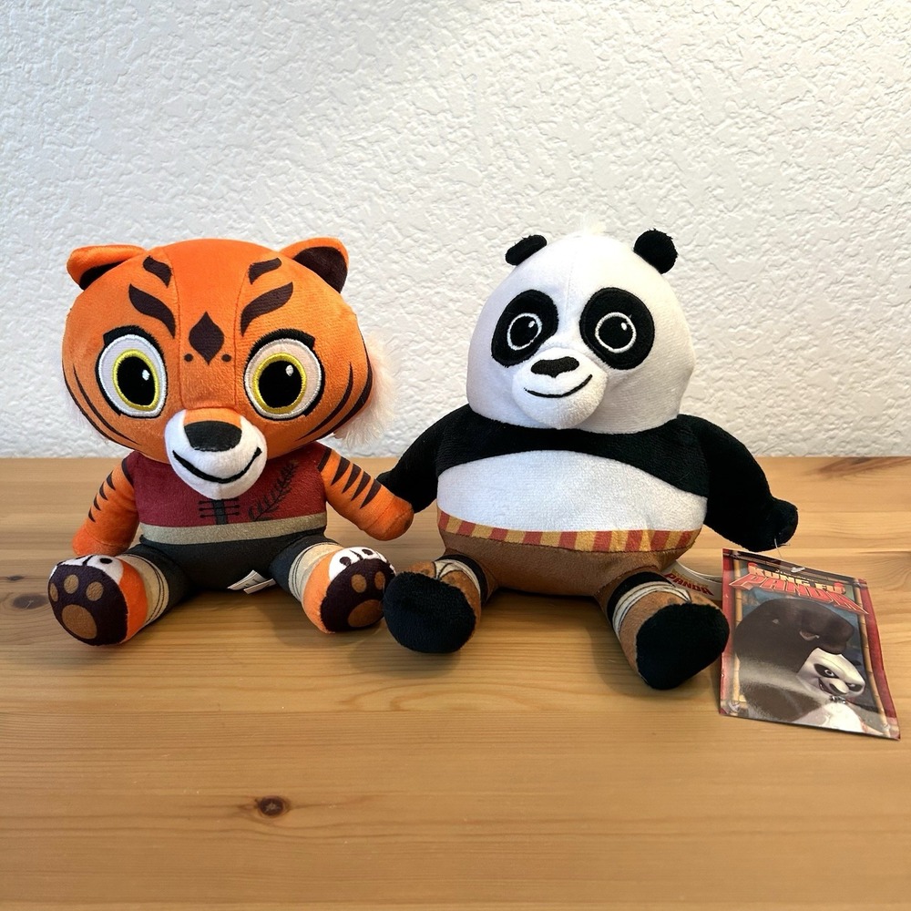New Kung Fu Panda Set of 2 Plush 6" Tigress & Panda Animal Dreamworks Toy Stuffy